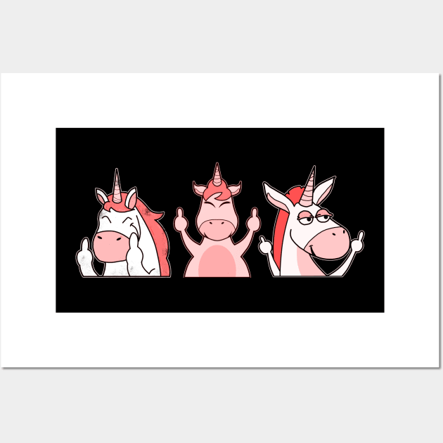 Unicorn Crew with middle fingers Wall Art by Imutobi